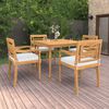 vidaXL Set Pranzo da Giardino con Cuscini 5pz Legno Massello di Teak