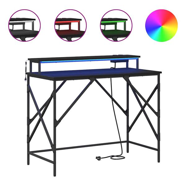 vidaXL Scrivania Rovere Nero 100 x 50 x 86,5 cm Legno multistrato