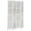 vidaXL Divisorio Ambienti 4Pannelli Bianco Legno Massello di Paulownia