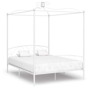 vidaXL Letto a Baldacchino Bianco in Metallo 180x200 cm