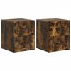 vidaXL Mobiletto da notte a muro 2 pcs Rovere Fumo 34,5 x 33 x 40 cm