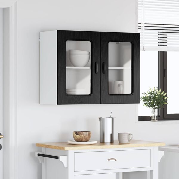 vidaXL Mobile da cucina con porta Kalmar Rovere Nero 80 x 31 x 60 cm