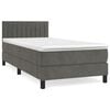 vidaXL Giroletto a Molle con Materasso Grigio Scuro 80x200 cm Velluto