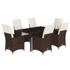 vidaXL Set da Pranzo da Giardino 7pz con Cuscini in Polyrattan Marrone