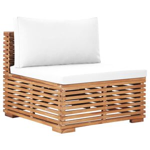 vidaXL Divano Centrale da Giardino con Cuscino Crema Massello di Teak