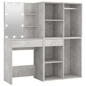 vidaXL Toeletta LED con 2 Armadietti Legno Multistrato Grigio Cemento