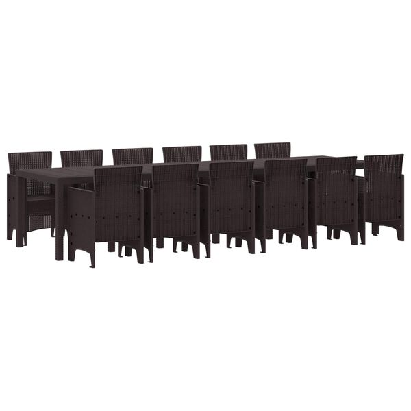 vidaXL Set da Pranzo per Giardino 13 pcs Marrone Rattan Polt
