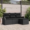 vidaXL Set di divani con cuscino 4 pcs Nero polyrattan