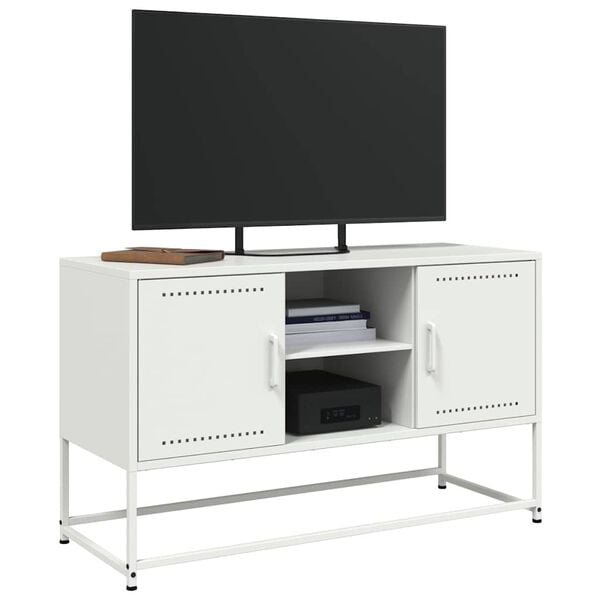 vidaXL Mobile TV Bianco 100,5x39x60,5 cm in Acciaio