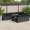 vidaXL Set Divani da Giardino 11 pz con Cuscini in Polyrattan Nero