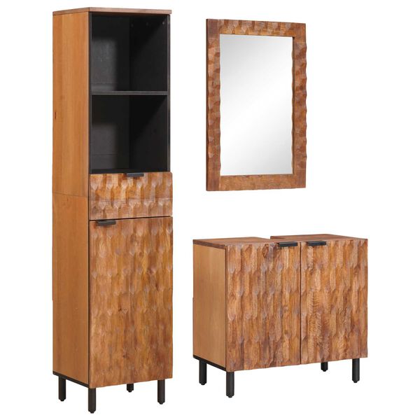 vidaXL Set da Bagno Acacia Marrone Winish Legno di mango massello