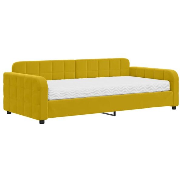 vidaXL Divano Letto con Materasso Giallo 100x200 cm in Velluto