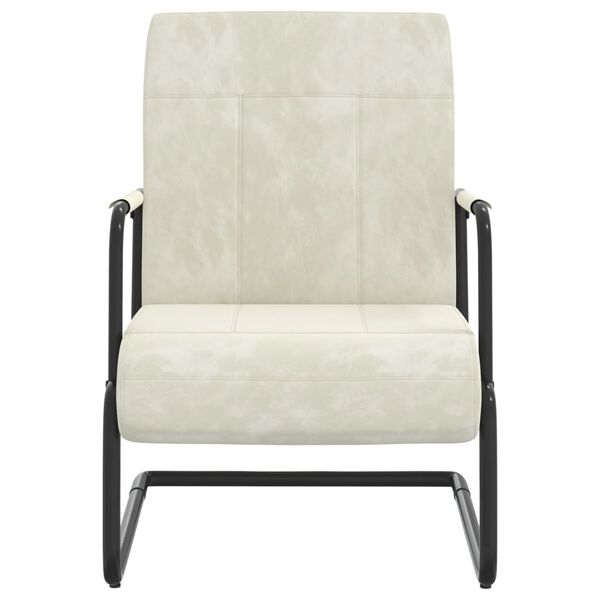 vidaXL Sedia a Sbalzo Bianco Crema in Velluto