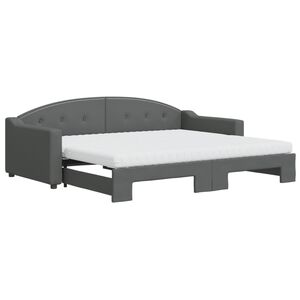 vidaXL Divano Letto Estraibile Materassi Grigio Scuro 90x200cm Tessuto