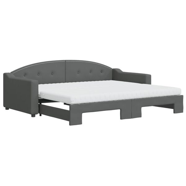 vidaXL Divano Letto Estraibile Materassi Grigio Scuro 90x200cm Tessuto