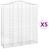 vidaXL Cesti Gabbioni ad Arco 5 pz 200x50x220/240 cm Ferro Zincato