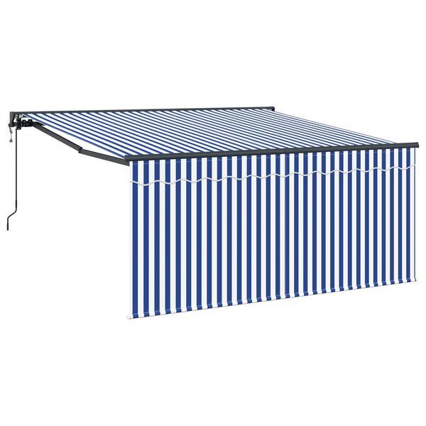 vidaXL Tenda Retrattile Blu e Bianco 350 x 250 cm