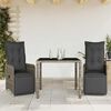 vidaXL Set Bistr&ograve; da Giardino 3 pz con Cuscini in Polyrattan Grigio