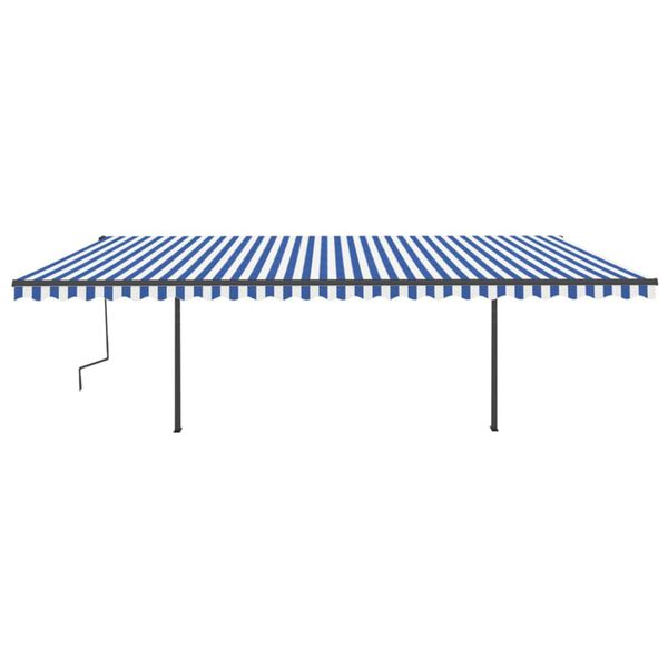 vidaXL Tenda da Sole Retrattile Manuale con Pali 6x3 m Blu e Bianco
