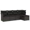 vidaXL Set Divani da Giardino 5 pz con Cuscini in Polyrattan Nero
