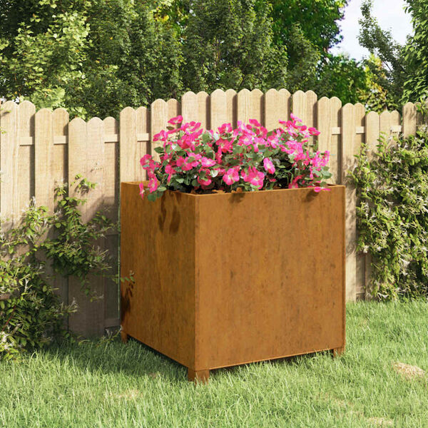 vidaXL Fioriera con Gambe Ruggine 50x50x50 cm Acciaio Corten
