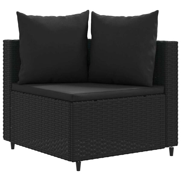 vidaXL Set Divani da Giardino con Cuscini 8 pz Nero in Polyrattan