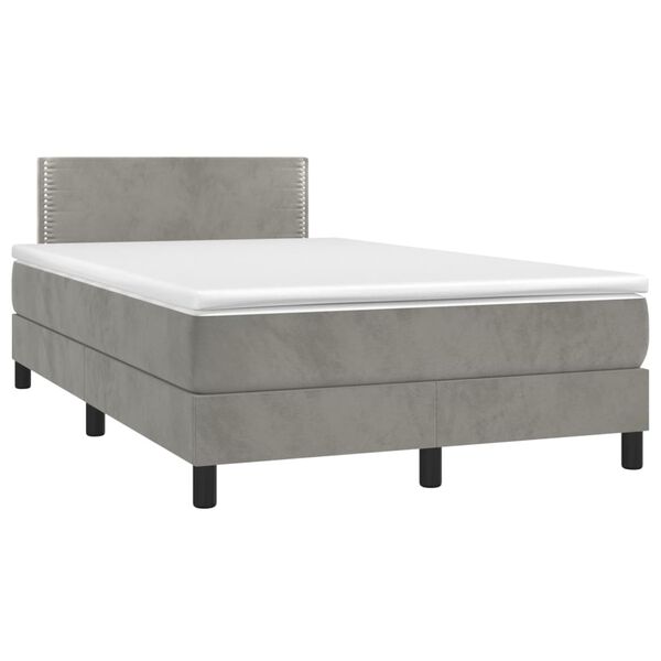 vidaXL Letto a Molle con Materasso e LED Grigio Chiaro 120x200 cm Velluto