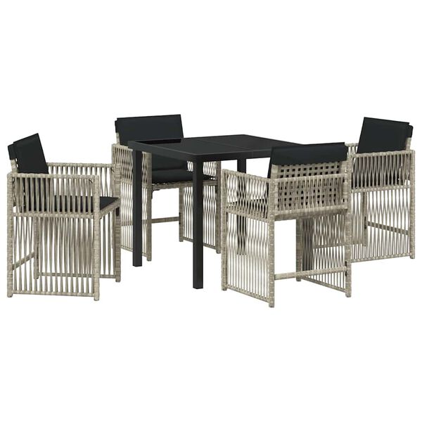 vidaXL Set da Pranzo per Giardino 5 pcs Grigio chiaro polyrattan