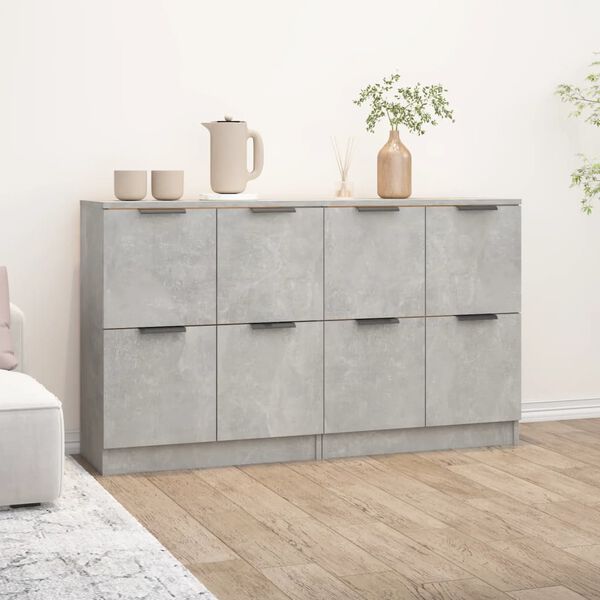 vidaXL Credenze 2 pz Grigio Cemento 60x30x70 cm in Legno Multistrato
