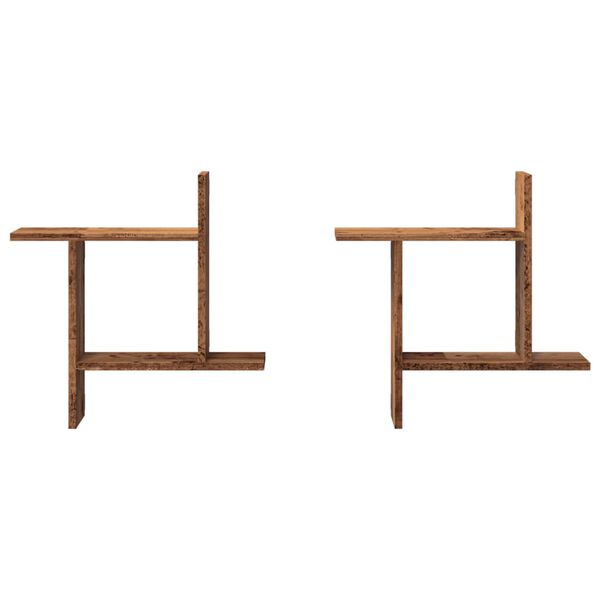 vidaXL Mensole da Parete 2pz Legno Vecchio 50x12x50 cm in Truciolato
