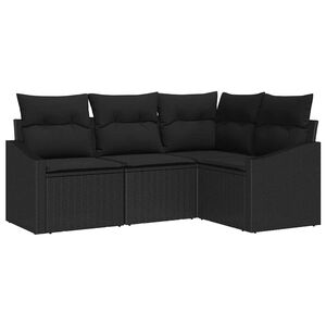vidaXL Set Divano da Giardino con cuscino 4 pcs Nero polyrattan