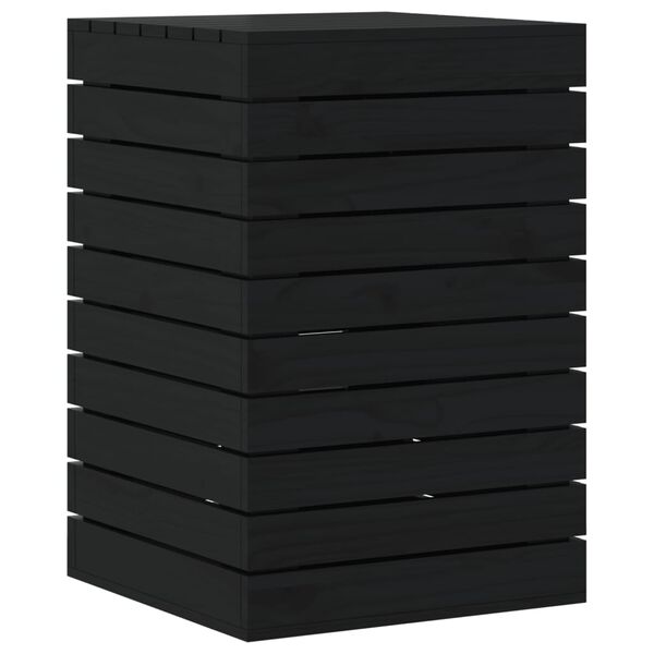vidaXL Cesto per Bucato Nero 44x44x66 cm Legno Massello Pino