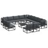 vidaXL Set Divano da Giardino 14 pz Nero Alluminio