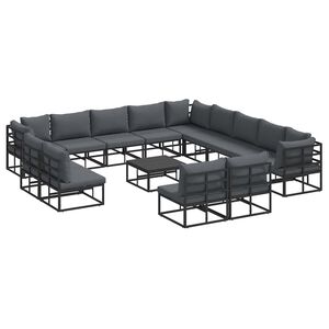 vidaXL Set Divano da Giardino 14 pz Nero Alluminio