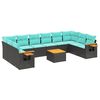 vidaXL Set Divani da Giardino 11 pz con Cuscini in Polyrattan Nero