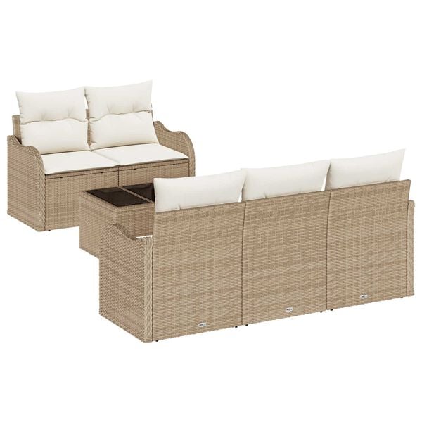vidaXL Set Divano da Giardino Beige polyrattan
