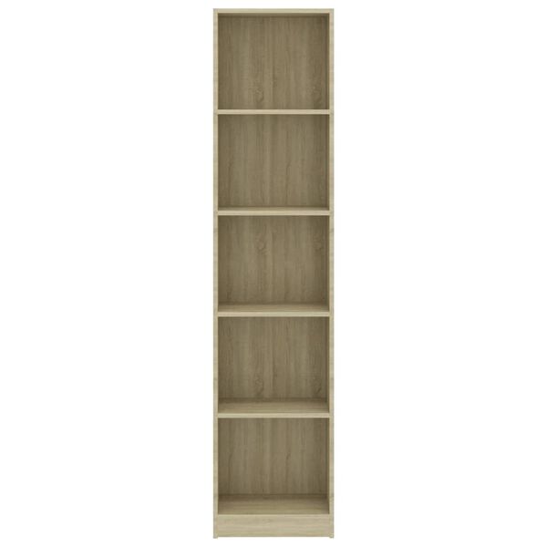 vidaXL Libreria 5 Ripiani Rovere Sonoma 40x24x175 cm Legno Multistrato