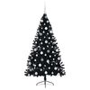 vidaXL Albero di Natale artificiale con luci integrate Nero 180 cm PVC