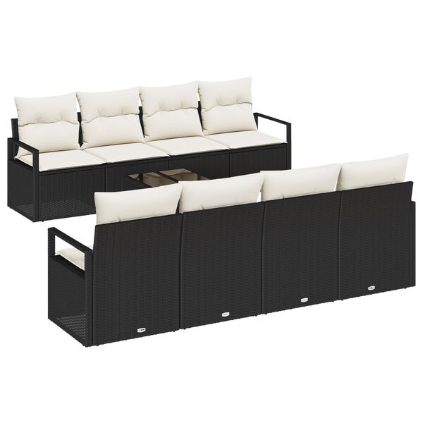 vidaXL Set di divani con cuscino 7 pcs Nero e Crema polyrattan