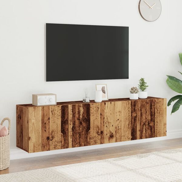 vidaXL Mobili TV a Parete 2pz Legno Antico 80x30x41 cm