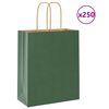 vidaXL Sacchetti di Carta 250 pz con Manici Verdi 18x8x22 cm