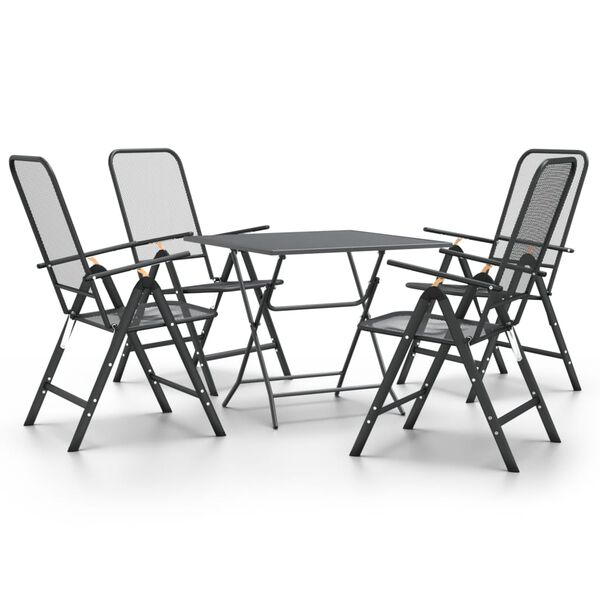 vidaXL Set da Pranzo per Giardino 5pz Rete Metallica Espansa Antracite