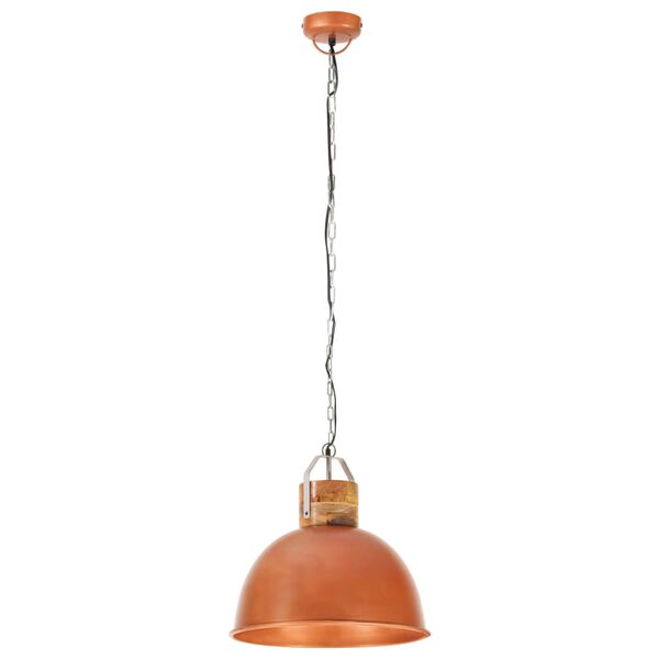 vidaXL Lampada Soffitto Industriale Rame Rotonda 51 cm E27 Legno Mango
