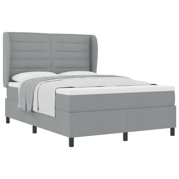 vidaXL Letto a molle con materasso Grigio chiaro 160 x 200 cm Tessuto