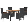 vidaXL Set da Pranzo da Giardino 5 pz Nero con Cuscini in Polyrattan