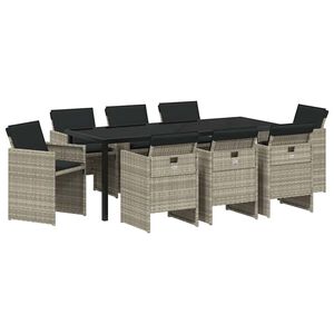 vidaXL Set da Pranzo per Giardino 9 pcs Grigio chiaro polyrattan