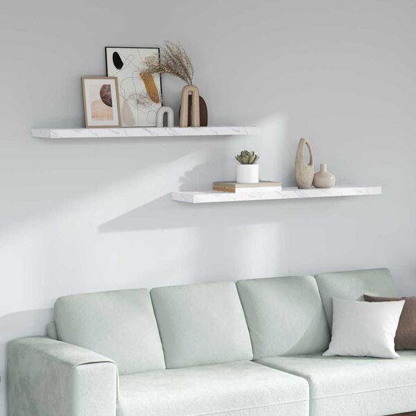 vidaXL Scaffale da parete 2 pcs Marmo Bianco 120 x 23,5 x 4 cm