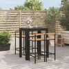 vidaXL Set Bar Giardino 5 pz Nero Polyrattan e Legno Massello Acacia