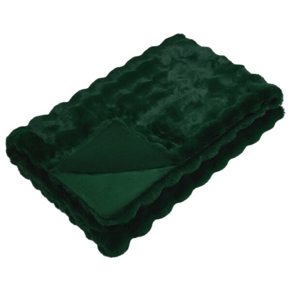 vidaXL Coperta in Pelliccia di Coniglio Finta Olite Verde Scuro