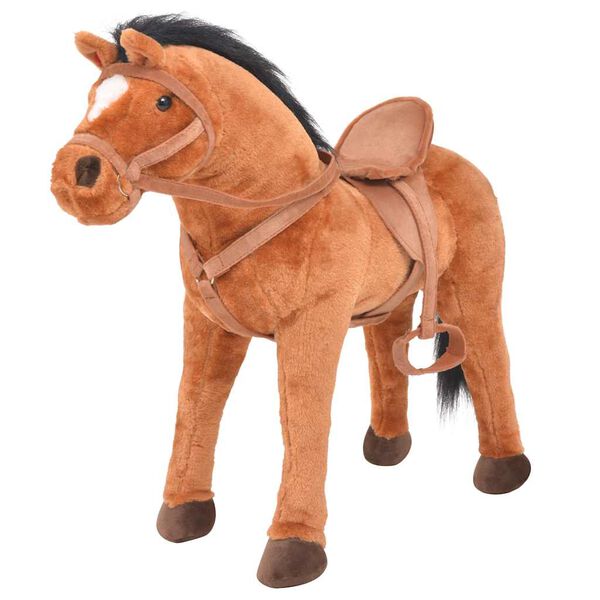 vidaXL Cavallo in Peluche in Piedi Marrone